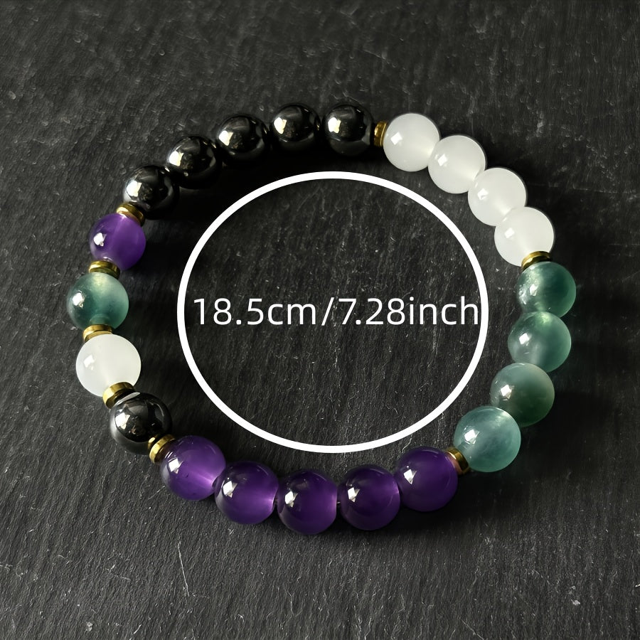 Pulseira artesanal de cristal roxo que proporciona bem-estar e equilíbrio