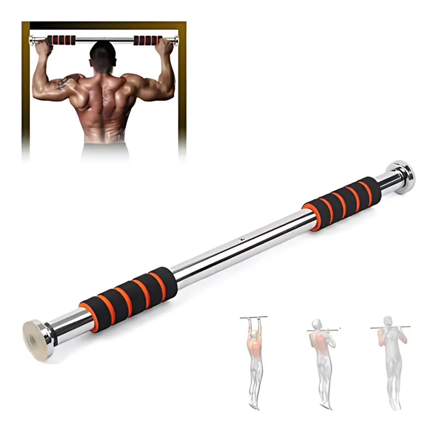 Barra de exercícios ajustável a porta, suporta ate 100 kgs