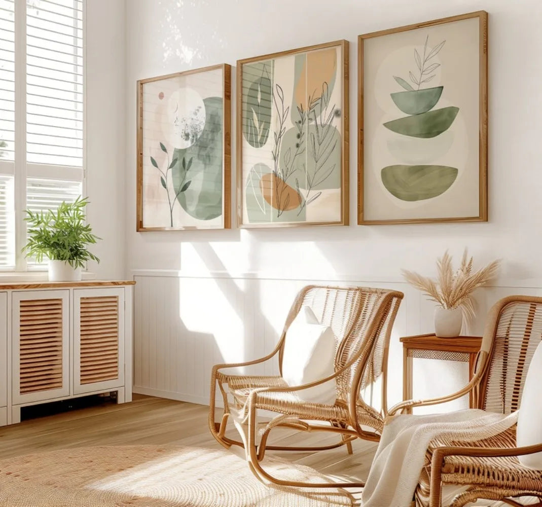 Botanical Art Set,Plant Wall Decor,Floral Boho Art,Earthy Tones Wall Art,Set of Three Floral Prints,Minimalist 3 Set of Poster