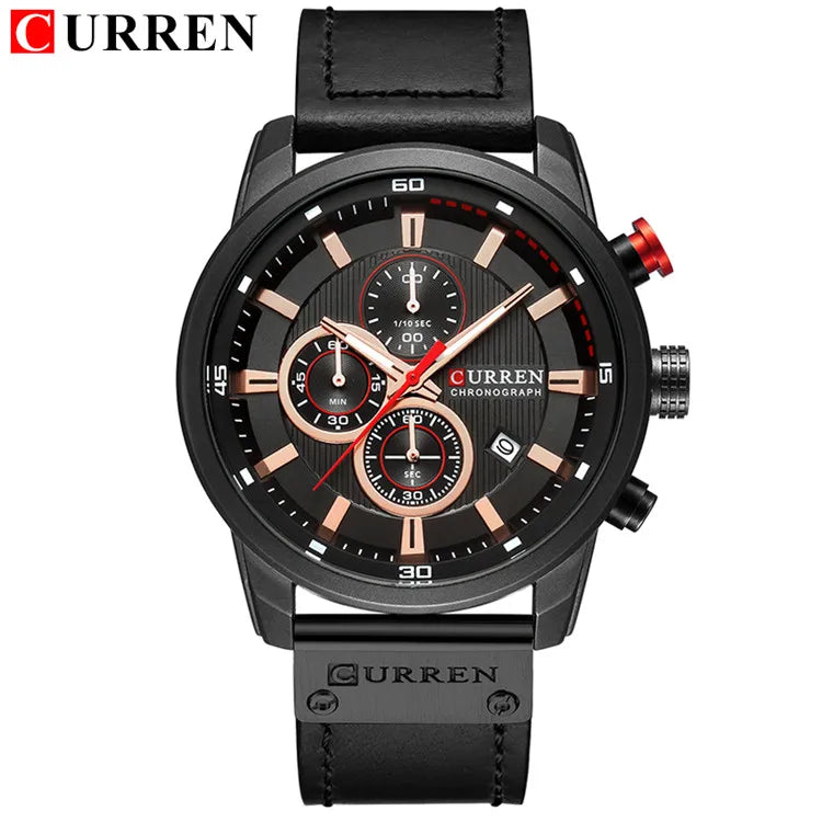 CURREN Brand Watch Men Leather Sports Watches Men's Army Military Quartz Wristwatch Chronograph Male Clock Relogio Masculino