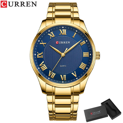 CURREN Classic Casual Watch for Men with Stainless Steel Band Simple Quartz Wristwatches for Business Man with box