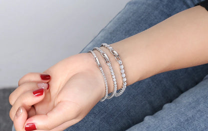 Rinntin 925 Sterling Silver Tennis Bracelets For Women Luxury 2mm 3mm 4mm Cubic Zirconia Shiny Tennis Bracelets Jewelry SB91