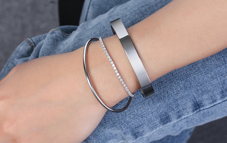 Rinntin 925 Sterling Silver Tennis Bracelets For Women Luxury 2mm 3mm 4mm Cubic Zirconia Shiny Tennis Bracelets Jewelry SB91