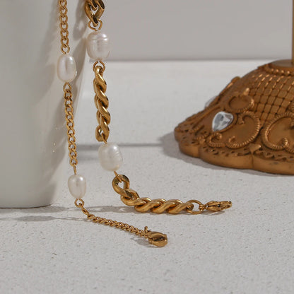 Women's Bracelet Stainless Steel Cuban Link Chains Bracelets with three pearl For Women Chain On Hand Accessories 3/6MM Jewelry