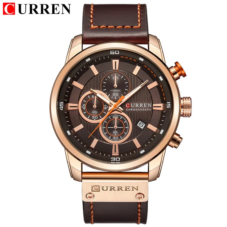 CURREN Brand Watch Men Leather Sports Watches Men's Army Military Quartz Wristwatch Chronograph Male Clock Relogio Masculino