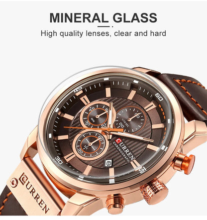 CURREN Brand Watch Men Leather Sports Watches Men's Army Military Quartz Wristwatch Chronograph Male Clock Relogio Masculino