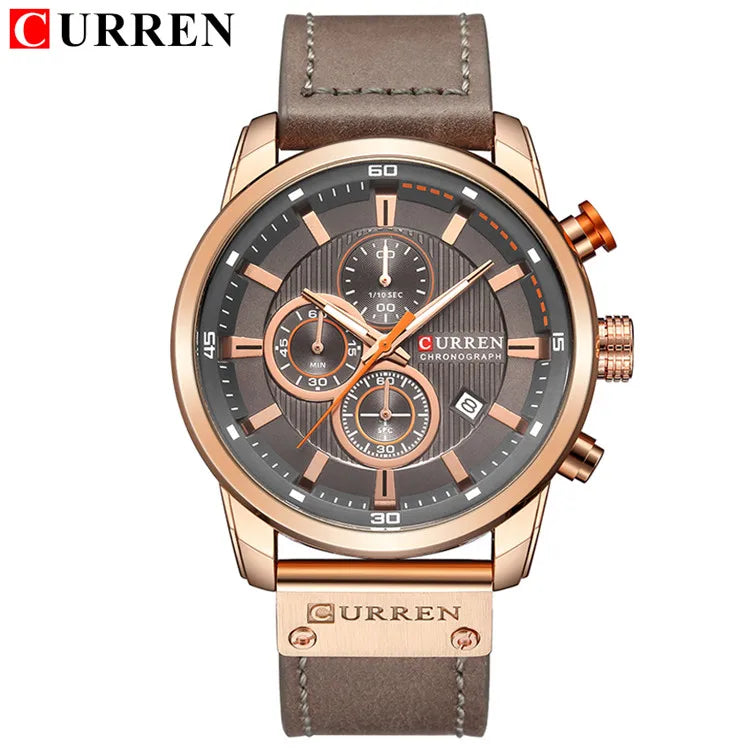 CURREN Brand Watch Men Leather Sports Watches Men's Army Military Quartz Wristwatch Chronograph Male Clock Relogio Masculino