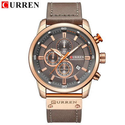 CURREN Brand Watch Men Leather Sports Watches Men's Army Military Quartz Wristwatch Chronograph Male Clock Relogio Masculino