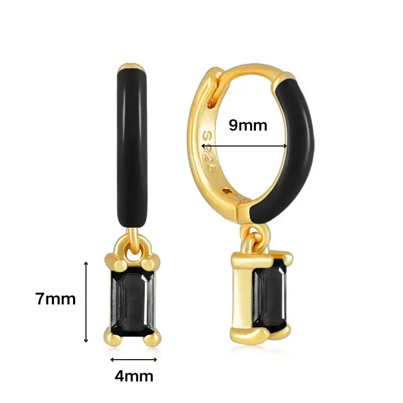 925 Sterling Silver Ear Needle Black Zircon Butterfly/Water Drop Hoop Earrings Drop Earrings For Women Fashion Wedding Jewelry