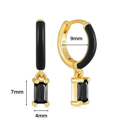 925 Sterling Silver Ear Needle Black Zircon Butterfly/Water Drop Hoop Earrings Drop Earrings For Women Fashion Wedding Jewelry