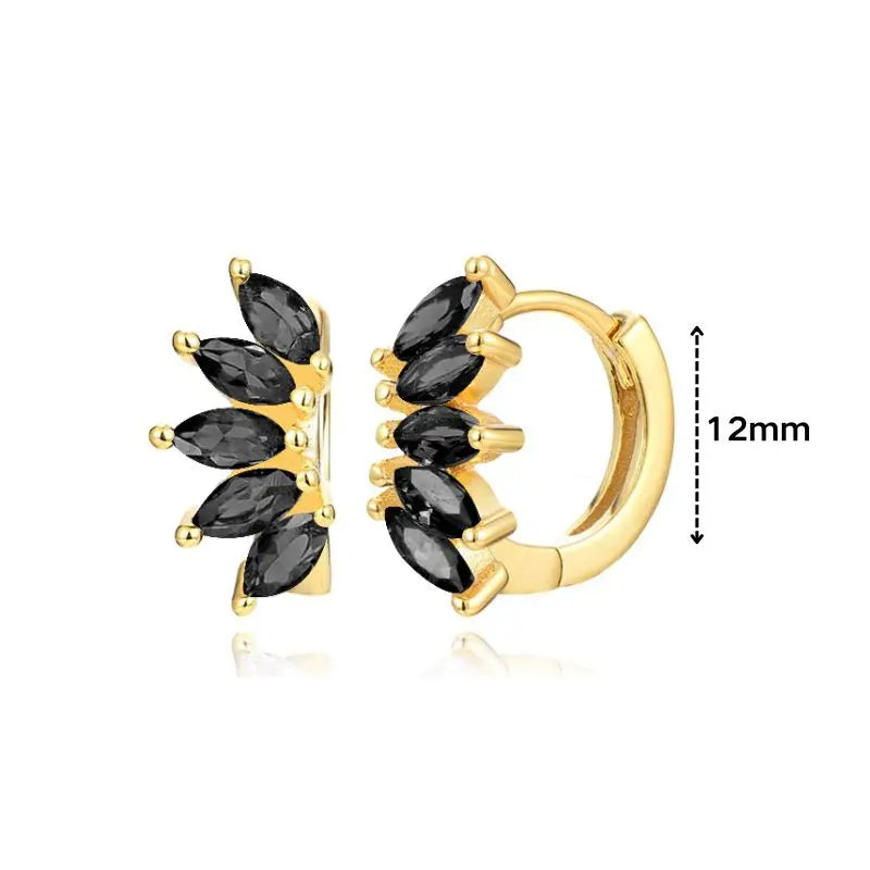 925 Sterling Silver Ear Needle Black Zircon Butterfly/Water Drop Hoop Earrings Drop Earrings For Women Fashion Wedding Jewelry