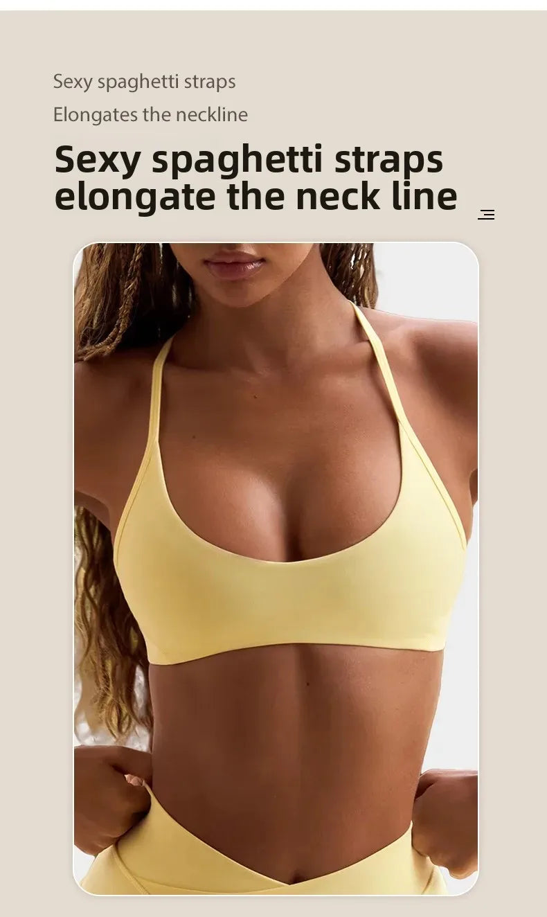 High Elasticity Cross Back Sports Bra Fitness Yoga Shorts Set Beautiful Back Design Neck Hanging Sports Underwear