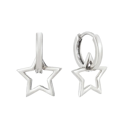 925 Silver Needle Cross/Star/Inverted Triangle Hollow Pendant Hoop Earrings For Women Simple Design Earrings Fashion Jewelry