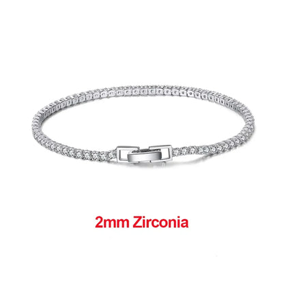 Rinntin 925 Sterling Silver Tennis Bracelets For Women Luxury 2mm 3mm 4mm Cubic Zirconia Shiny Tennis Bracelets Jewelry SB91