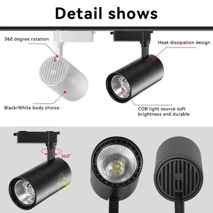 LED Track Light 220V Spotlight Rail COB Ceiling Lamp Set For Kitchen
