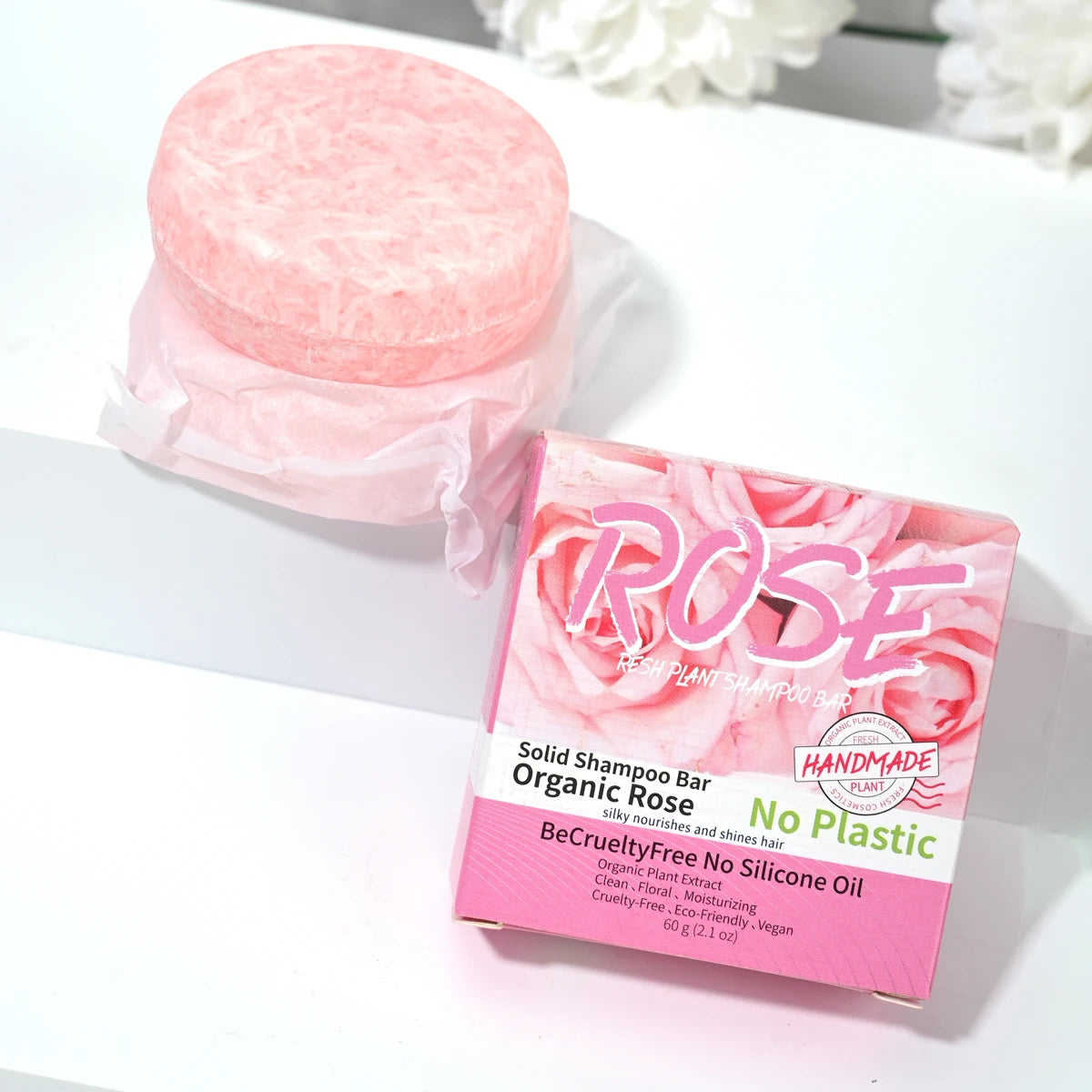 Shampoo sabonete rosa com óleo essencial