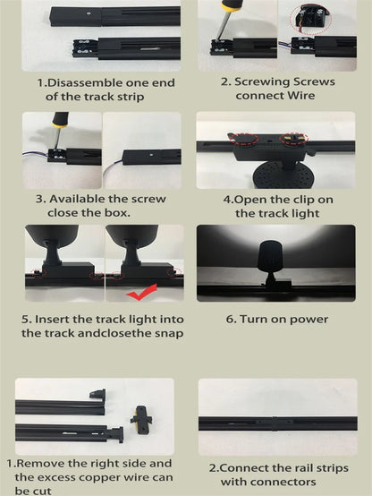 LED Track Light 220V Spotlight Rail COB Ceiling Lamp Set For Kitchen