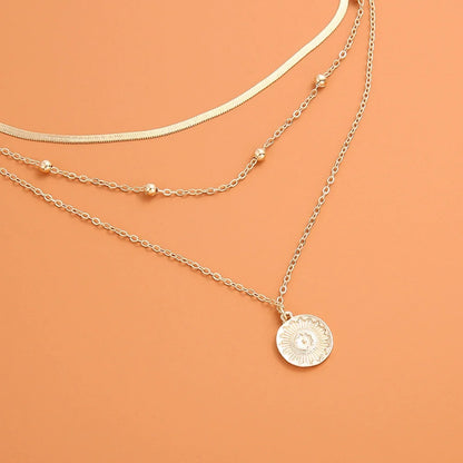 Fashion 925 Sterling Silver Necklace For Woman Gold Silver Color Three-Layer Round Pendant Necklaces Wedding Engagement Jewelry