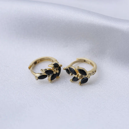 925 Sterling Silver Ear Needle Black Zircon Butterfly/Water Drop Hoop Earrings Drop Earrings For Women Fashion Wedding Jewelry