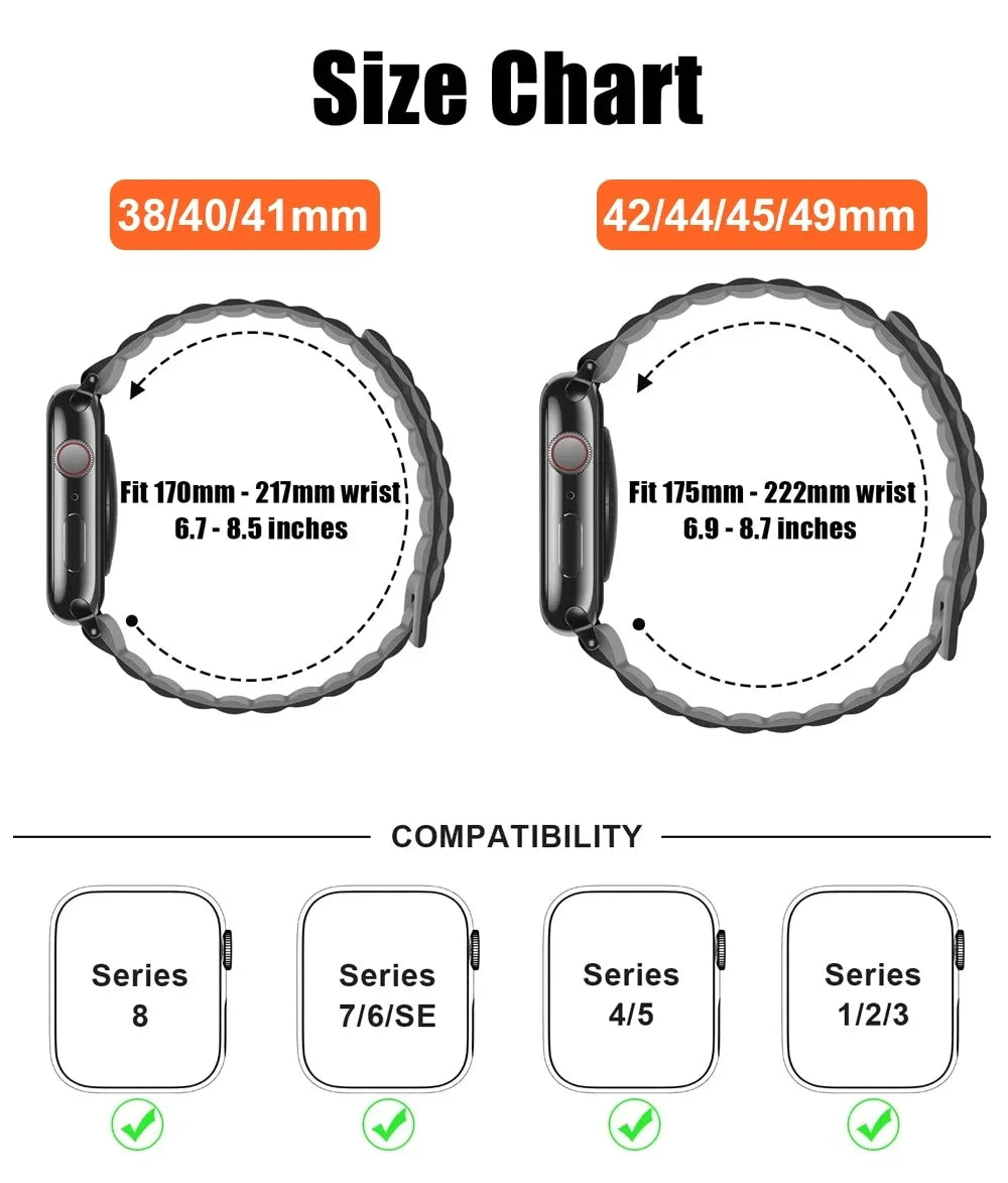 Magnetic silicone watch band for Apple Watch 38/40/41mm42/44/45/49mm, sport loop men's women's watch band for iWatch 987654321Se