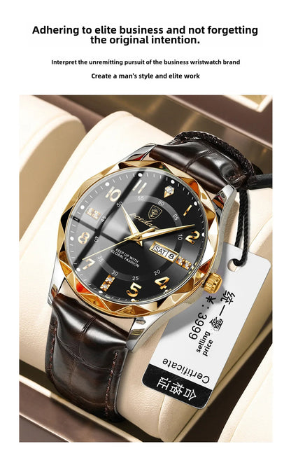 New Swiss Brand Men's Watch Waterproof Luminous Leather Strap Live Broadcast Popular Export Model One Piece Agency