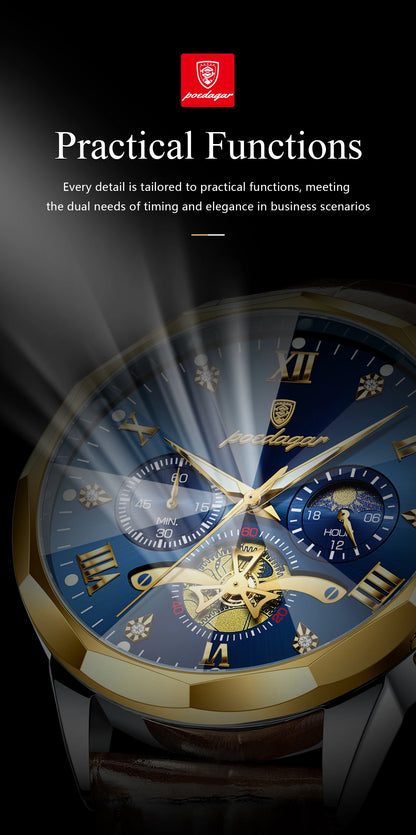 POEDAGAR Military Luxury Men Wristwatch Quartz Waterproof Luminous Chronograph Leather Man Watch Sports Men's Watches Male Reloj