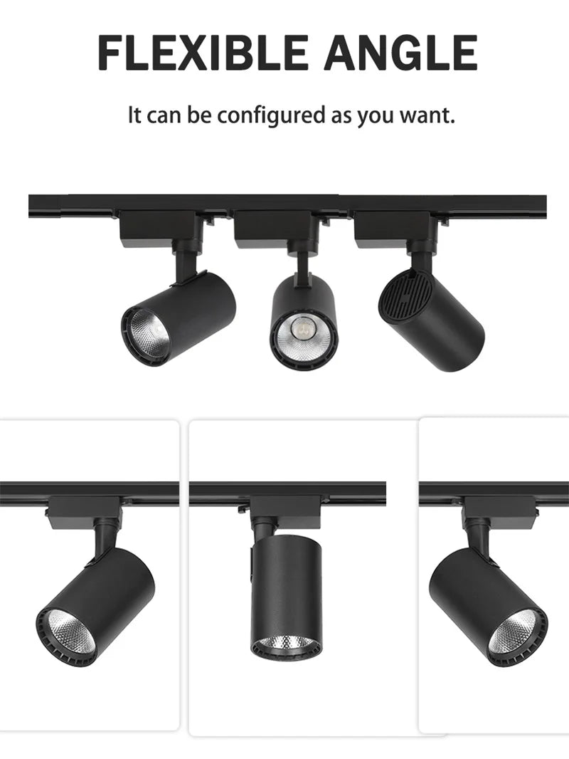 LED Track Light 220V Spotlight Rail COB Ceiling Lamp Set For Kitchen