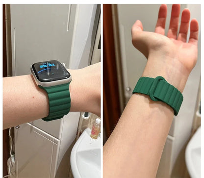 Magnetic silicone watch band for Apple Watch 38/40/41mm42/44/45/49mm, sport loop men's women's watch band for iWatch 987654321Se