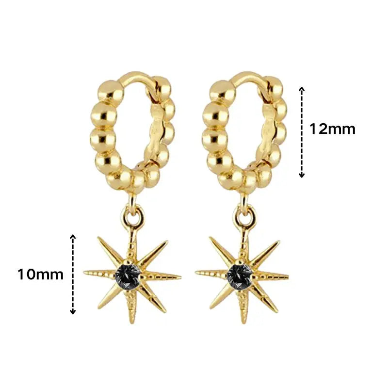 925 Sterling Silver Ear Needle Black Zircon Butterfly/Water Drop Hoop Earrings Drop Earrings For Women Fashion Wedding Jewelry