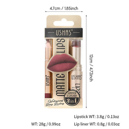Conjunto de lápis labial + batom, cores diversas