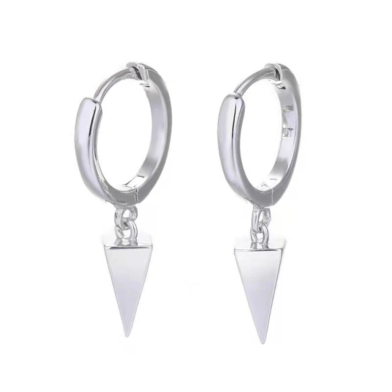 925 Silver Needle Cross/Star/Inverted Triangle Hollow Pendant Hoop Earrings For Women Simple Design Earrings Fashion Jewelry