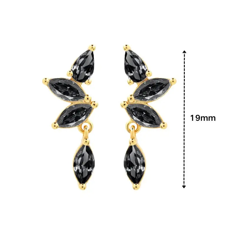 925 Sterling Silver Ear Needle Black Zircon Butterfly/Water Drop Hoop Earrings Drop Earrings For Women Fashion Wedding Jewelry