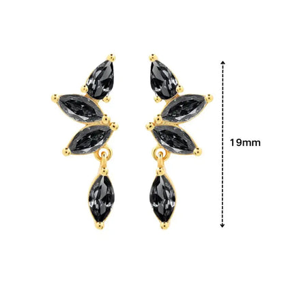 925 Sterling Silver Ear Needle Black Zircon Butterfly/Water Drop Hoop Earrings Drop Earrings For Women Fashion Wedding Jewelry