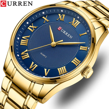 CURREN Classic Casual Watch for Men with Stainless Steel Band Simple Quartz Wristwatches for Business Man with box