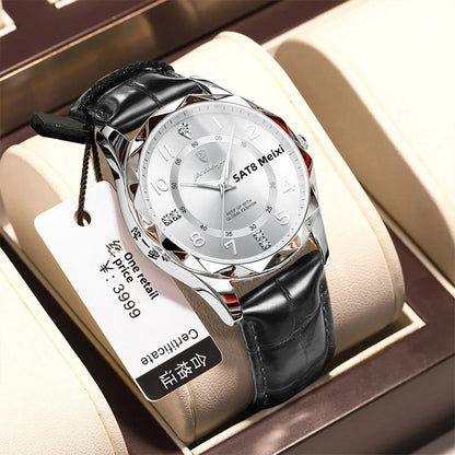 New Swiss Brand Men's Watch Waterproof Luminous Leather Strap Live Broadcast Popular Export Model One Piece Agency