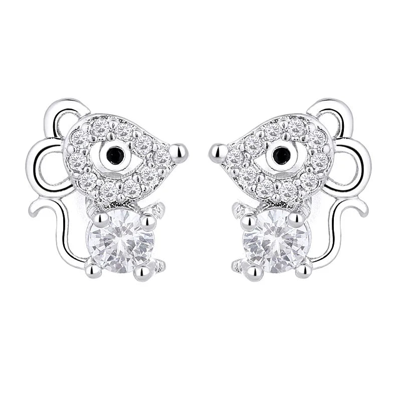 New 925 Sterling Silver AAA Zircon Stud Earrings For Women Fashion Exquisite Student Girlfriend Jewelry Accessories Heart Gift