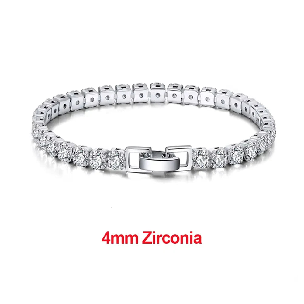 Rinntin 925 Sterling Silver Tennis Bracelets For Women Luxury 2mm 3mm 4mm Cubic Zirconia Shiny Tennis Bracelets Jewelry SB91