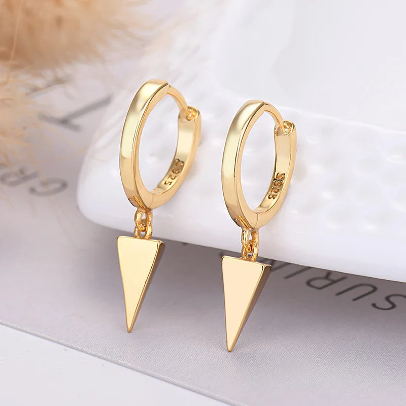 925 Silver Needle Cross/Star/Inverted Triangle Hollow Pendant Hoop Earrings For Women Simple Design Earrings Fashion Jewelry