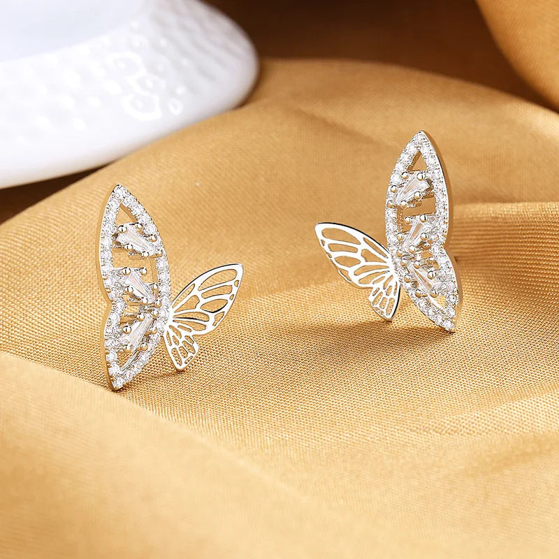 New 925 Sterling Silver AAA Zircon Stud Earrings For Women Fashion Exquisite Student Girlfriend Jewelry Accessories Heart Gift