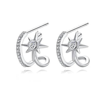 New 925 Sterling Silver AAA Zircon Stud Earrings For Women Fashion Exquisite Student Girlfriend Jewelry Accessories Heart Gift