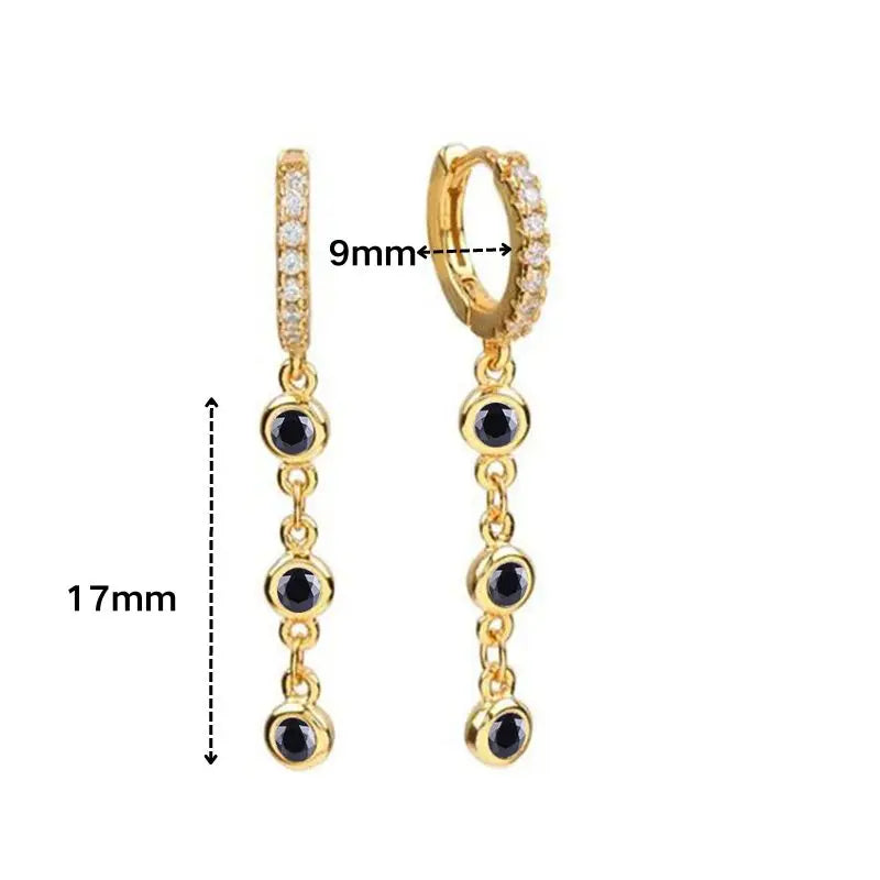 925 Sterling Silver Ear Needle Black Zircon Butterfly/Water Drop Hoop Earrings Drop Earrings For Women Fashion Wedding Jewelry