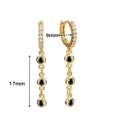 925 Sterling Silver Ear Needle Black Zircon Butterfly/Water Drop Hoop Earrings Drop Earrings For Women Fashion Wedding Jewelry