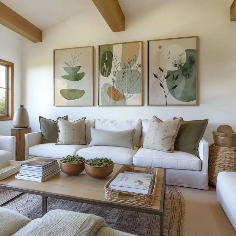 Botanical Art Set,Plant Wall Decor,Floral Boho Art,Earthy Tones Wall Art,Set of Three Floral Prints,Minimalist 3 Set of Poster