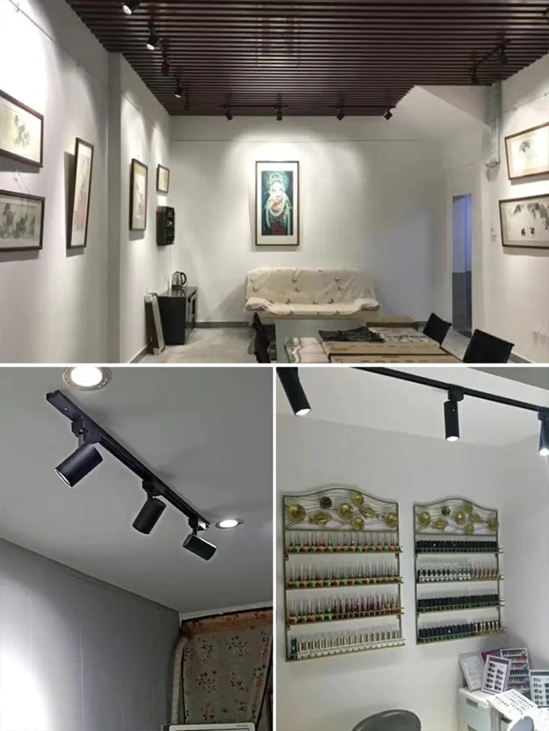 LED Track Light 220V Spotlight Rail COB Ceiling Lamp Set For Kitchen