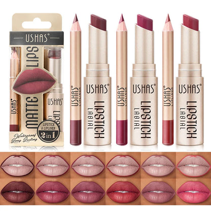 Conjunto de lápis labial + batom, cores diversas