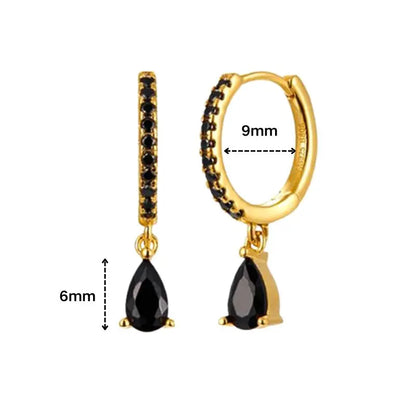 925 Sterling Silver Ear Needle Black Zircon Butterfly/Water Drop Hoop Earrings Drop Earrings For Women Fashion Wedding Jewelry