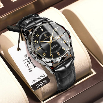 New Swiss Brand Men's Watch Waterproof Luminous Leather Strap Live Broadcast Popular Export Model One Piece Agency