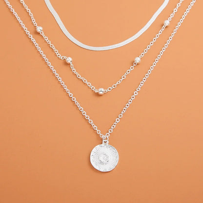 Fashion 925 Sterling Silver Necklace For Woman Gold Silver Color Three-Layer Round Pendant Necklaces Wedding Engagement Jewelry