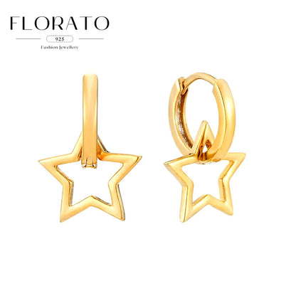 925 Silver Needle Cross/Star/Inverted Triangle Hollow Pendant Hoop Earrings For Women Simple Design Earrings Fashion Jewelry