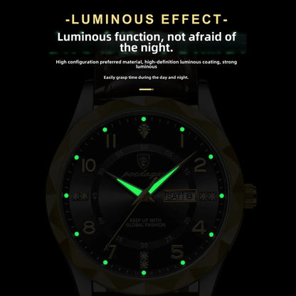 New Swiss Brand Men's Watch Waterproof Luminous Leather Strap Live Broadcast Popular Export Model One Piece Agency